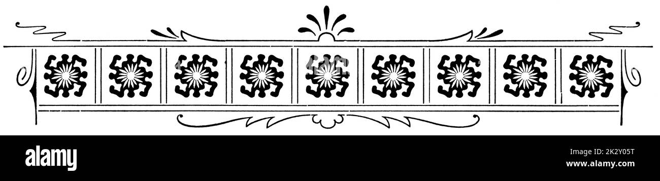 Décoration abstraite, séparateur de chapitre dans un livre. Illustration du 19e siècle. Allemagne. Arrière-plan blanc. Banque D'Images