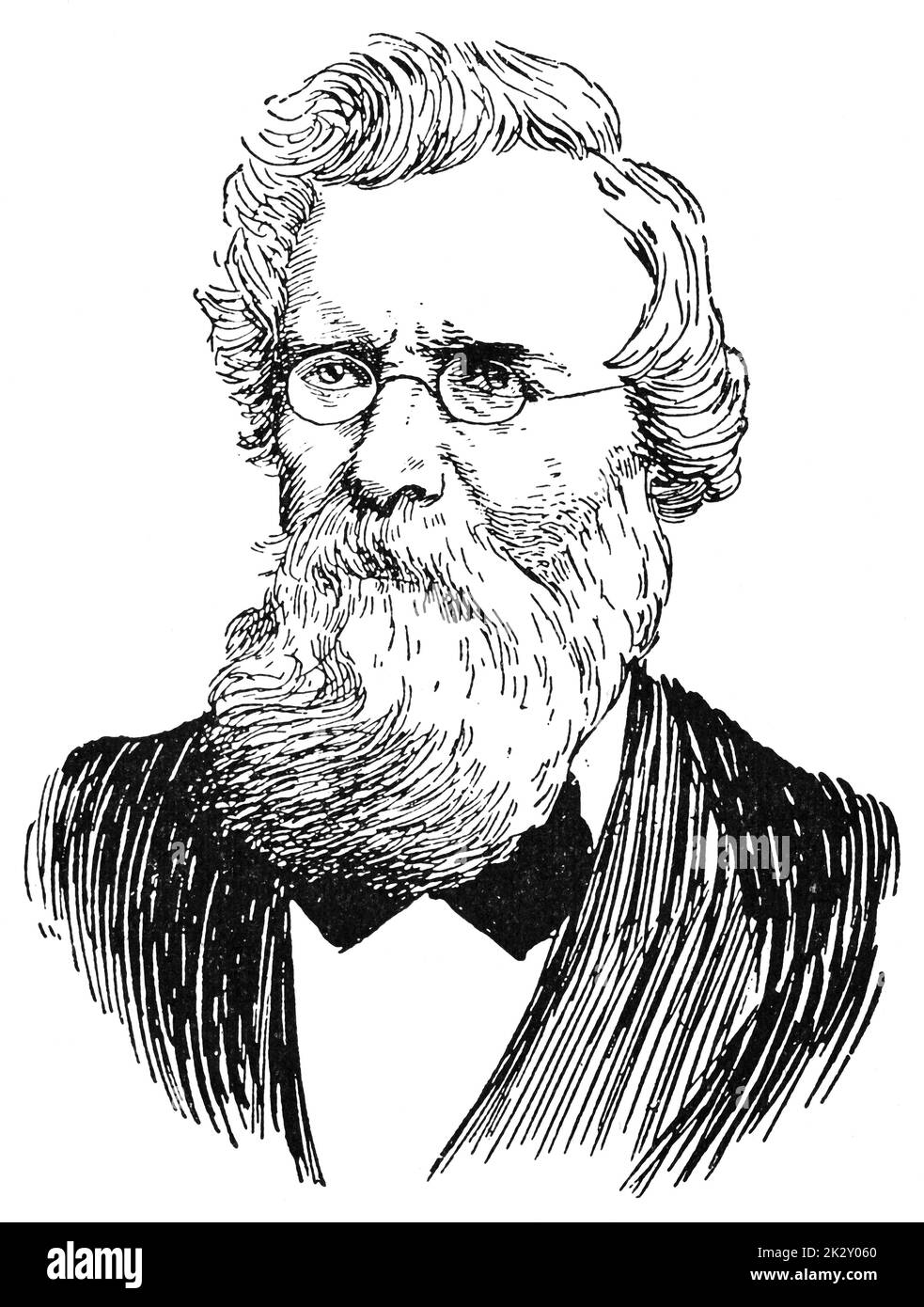 Portrait d'août Wilhelm von Hofmann - un chimiste allemand qui a apporté une contribution considérable à la chimie organique. Illustration du 19e siècle. Allemagne. Arrière-plan blanc. Banque D'Images