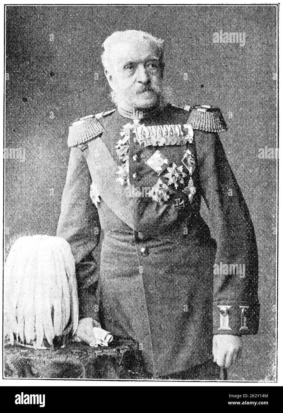 Portrait de Bernhard von Langenbeck - un chirurgien allemand connu comme le développeur de l'amputation de Langenbeck. Illustration du 19e siècle. Allemagne. Arrière-plan blanc. Banque D'Images