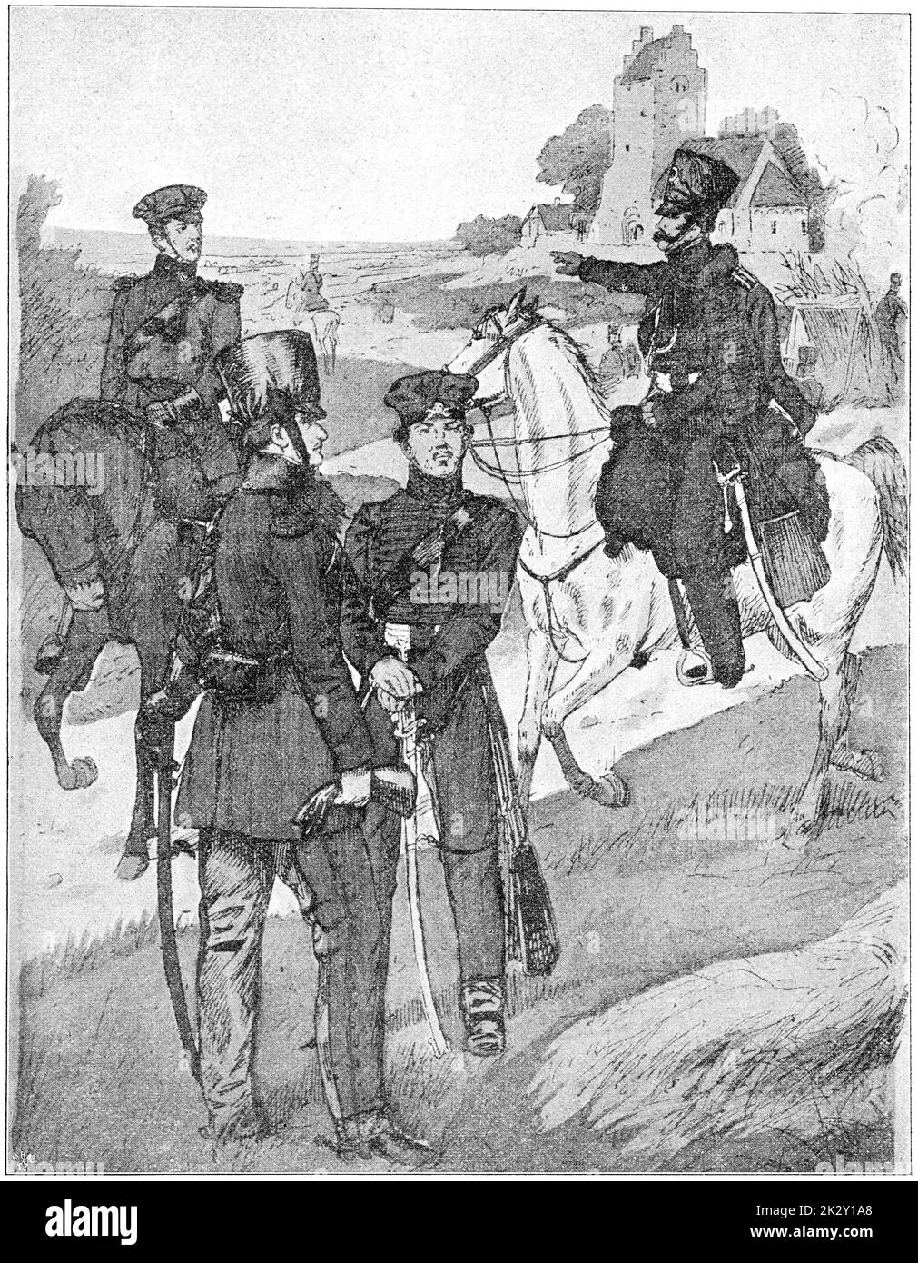 Freikorps de Luetzow (1813-1815). Illustration du 19e siècle. Allemagne. Arrière-plan blanc. Banque D'Images