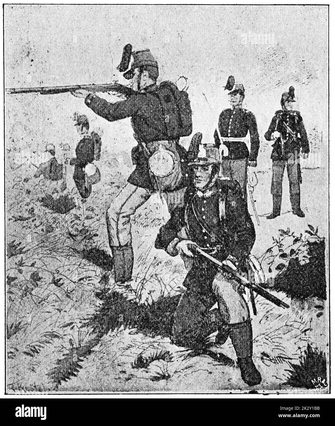 Infanterie légère hanoverienne (1867). Illustration du 19e siècle. Allemagne. Arrière-plan blanc. Banque D'Images