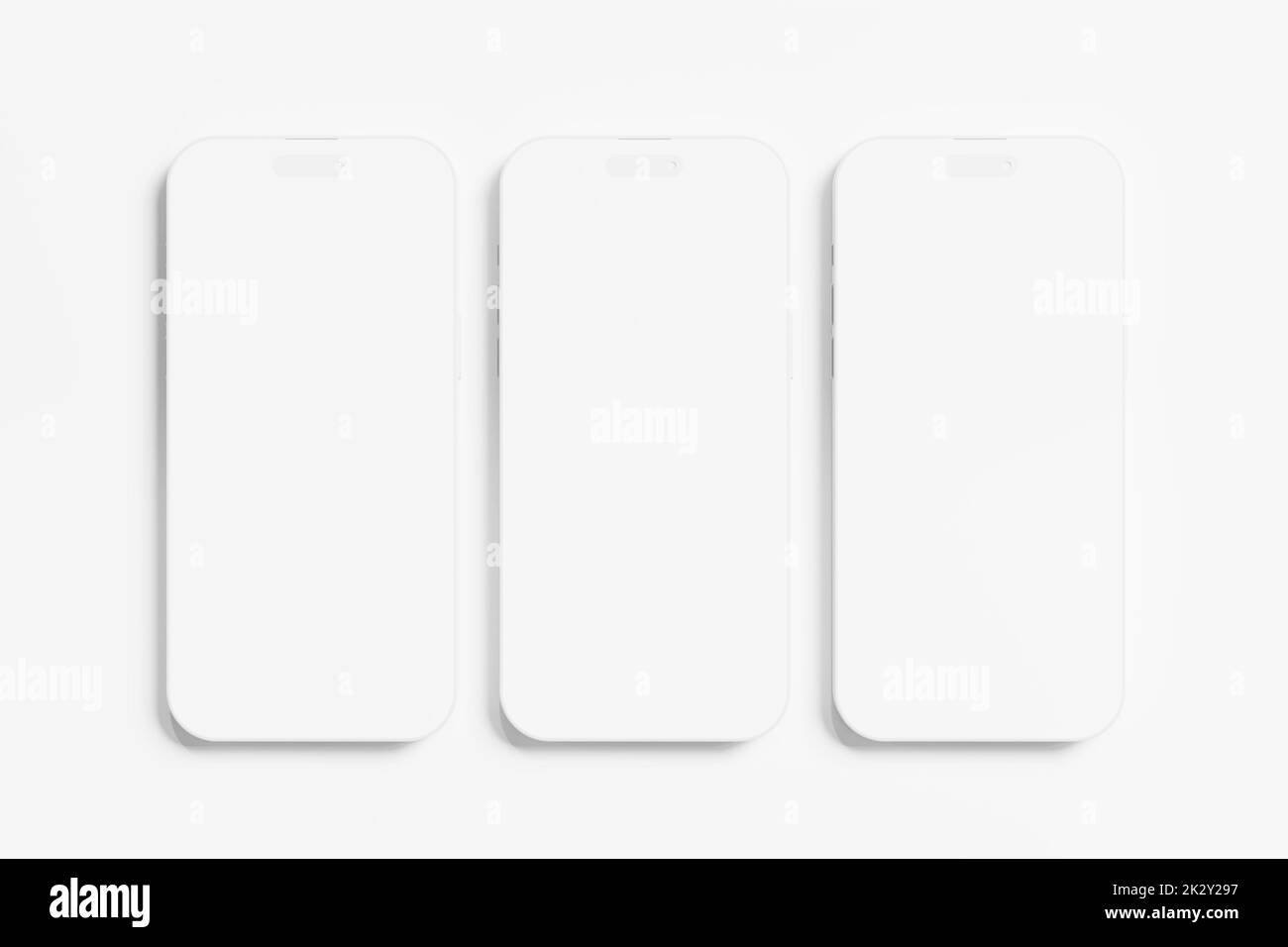 IPhone 14 Pro Max Clay 3D rendu blanc maquette vide pour la présentation de conception Banque D'Images