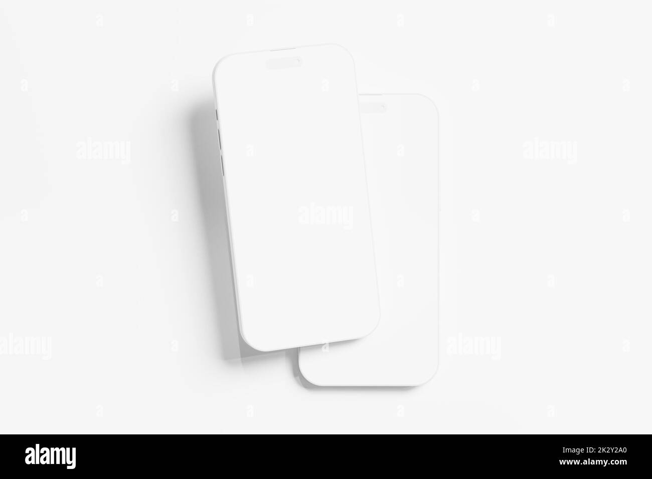 IPhone 14 Pro Max Clay 3D rendu blanc maquette vide pour la présentation de conception Banque D'Images