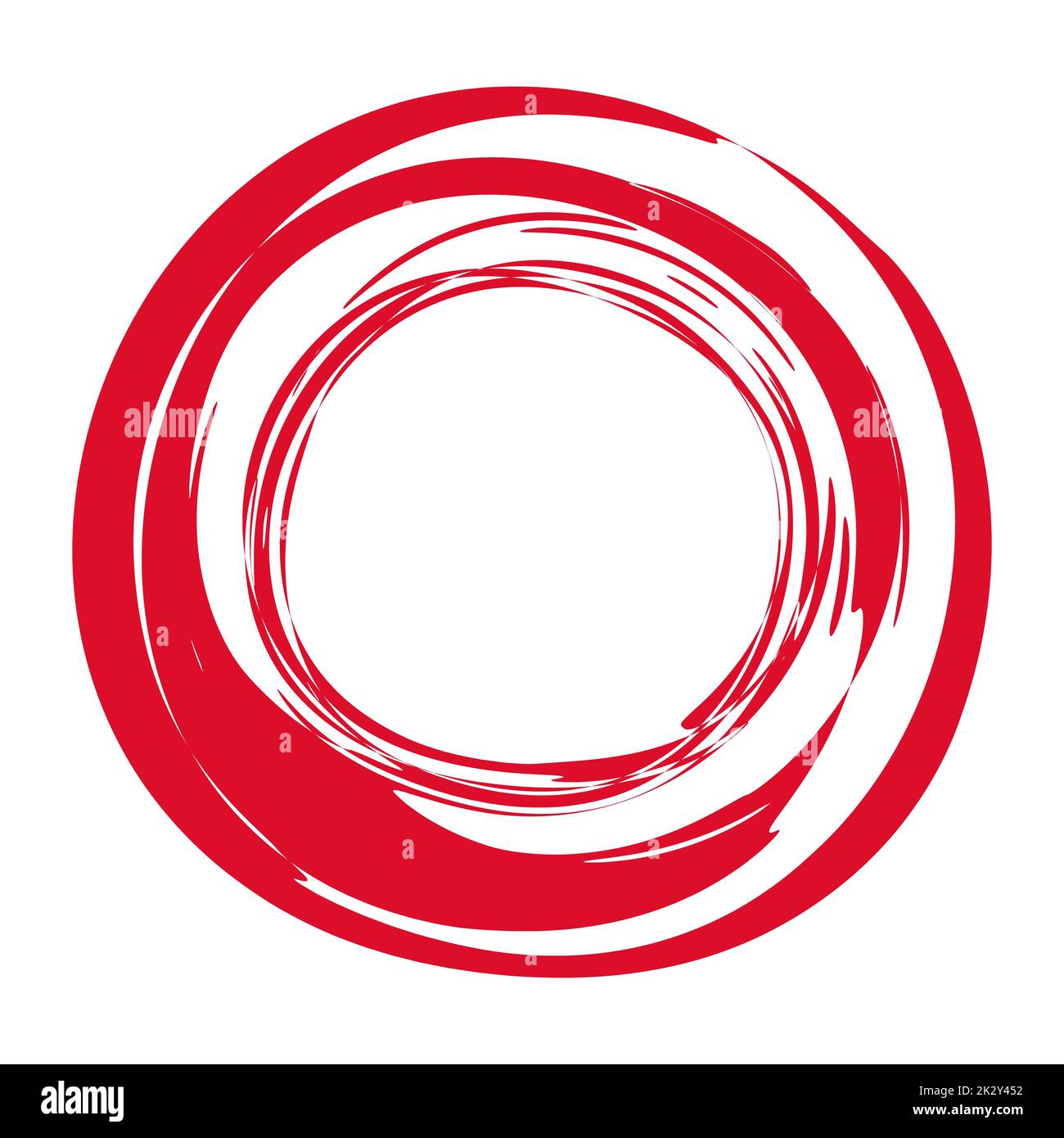 Cercle d'encre rouge peint à la main isolé sur fond blanc Banque D'Images Cercle d'encre rouge peint à la main isolé sur fond blanc Banque D'Images