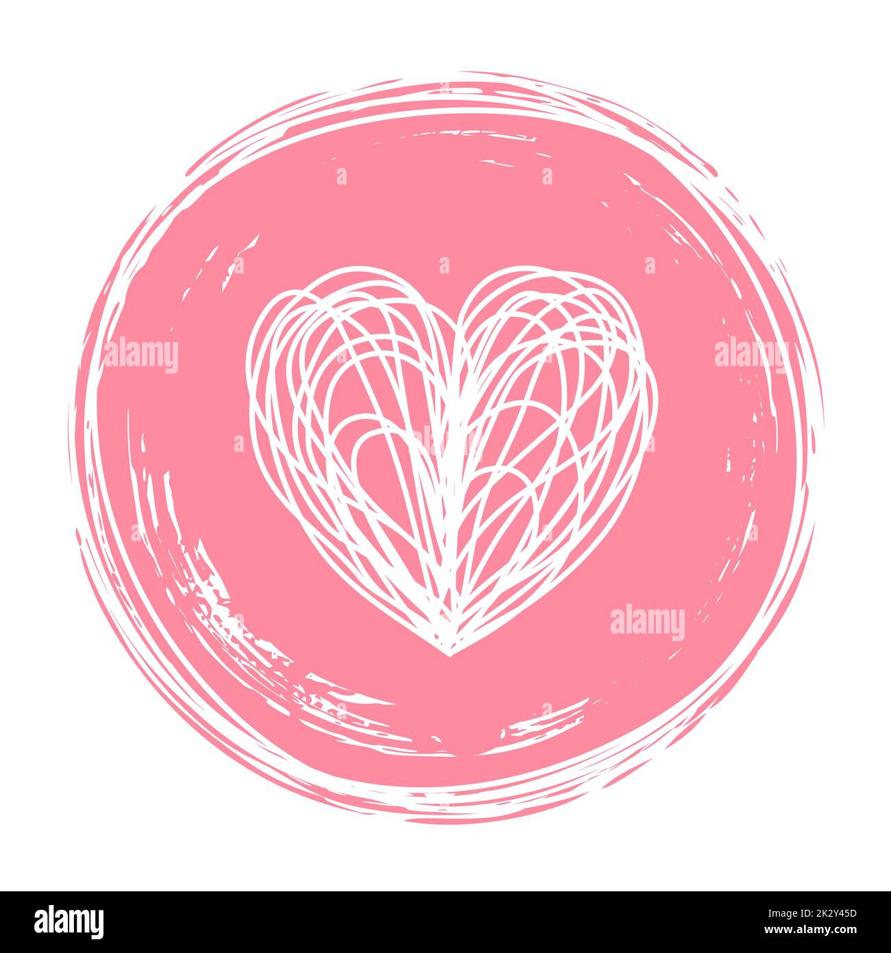 Coeur en forme de cercle griffé et entremêlé Banque D'Images