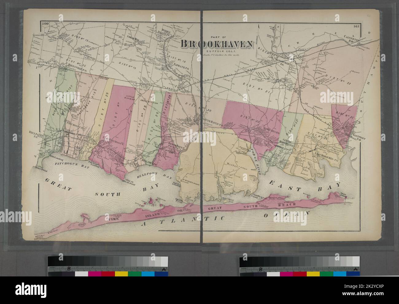 Cartographie, cartes. 1873. Lionel Pincus et Princess Firyal Map Division. Long Island (New York) , Description et voyage fait partie de Brookhaven, Suffolk Co. Banque D'Images