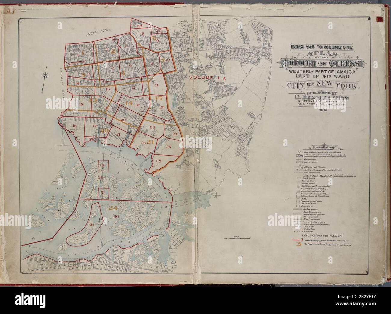 Cartographic, Maps. 1913. Lionel Pincus and Princess Firyal Map Division. Queens (New York, N.Y.), Real property , New York (State) , New York , Queens (Borough) Index Map to Volume One Banque D'Images