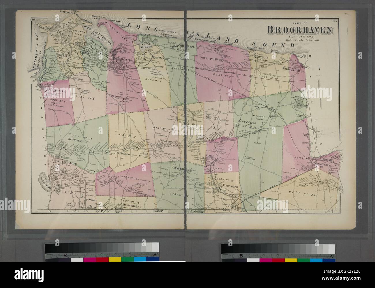 Cartographie, cartes. 1873. Lionel Pincus et Princess Firyal Map Division. Long Island (New York) , Description et voyage partie de Brookhaven, Suffolk Co. L.I. Banque D'Images