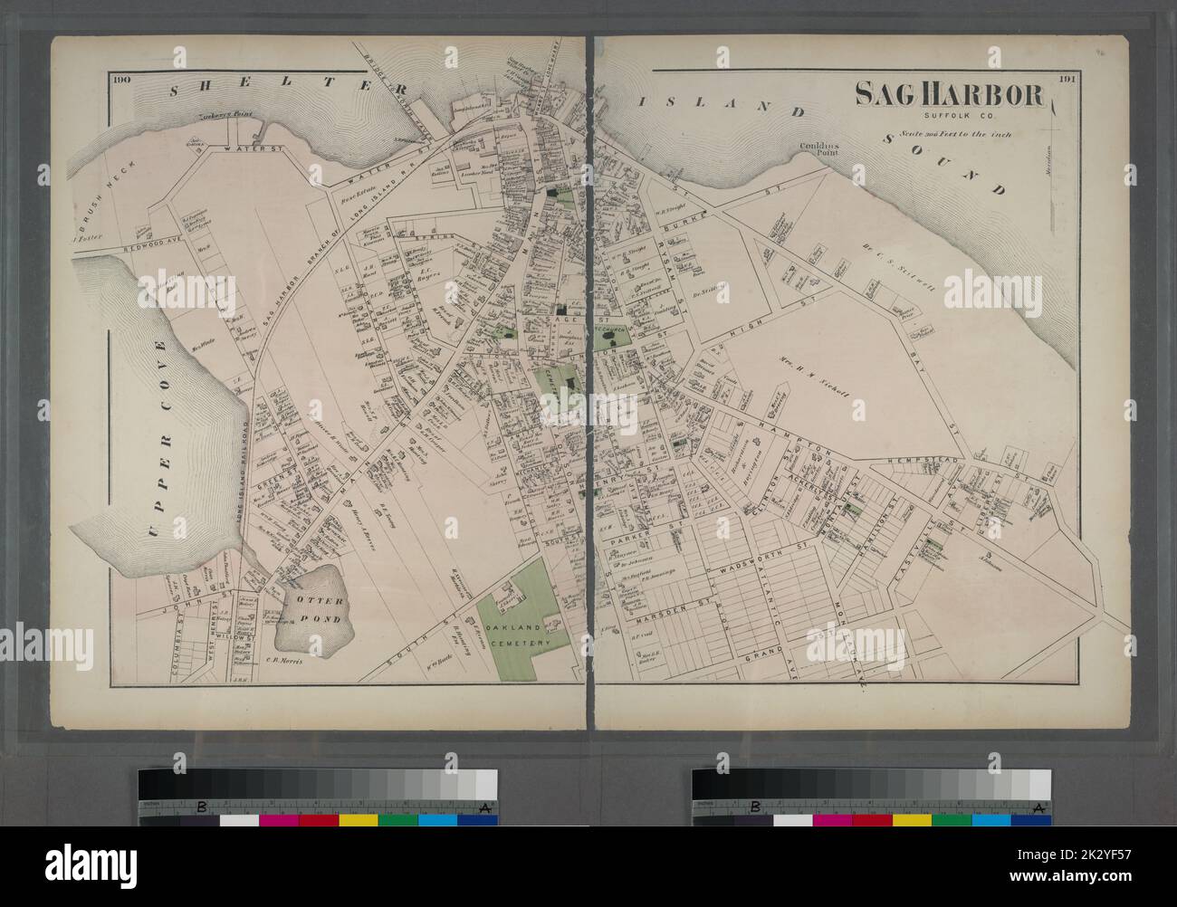 Cartographie, cartes. 1873. Lionel Pincus et Princess Firyal Map Division. Long Island (New York) , Description et Voyage Sag Harbor, Suffolk Co. Banque D'Images