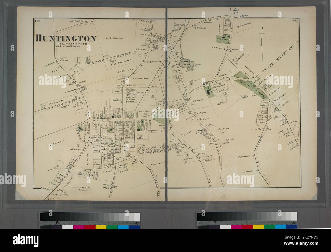 Cartographie, cartes. 1873. Lionel Pincus et Princess Firyal Map Division. Long Island (New York) , Description et Voyage Huntington, ville de Huntington, Suffolk Co. Banque D'Images