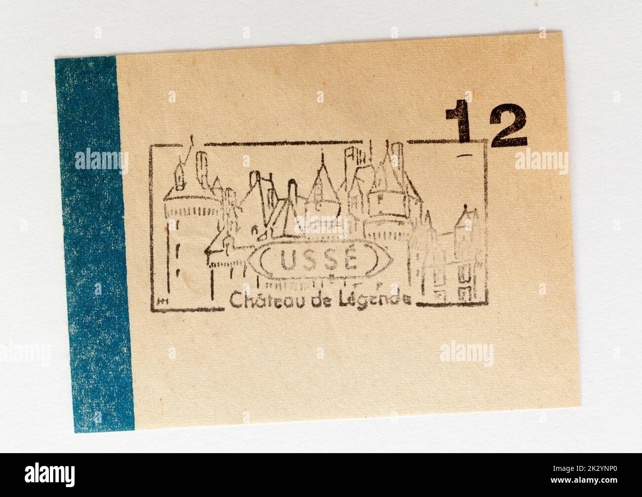 Ancien billet d'entrée à Château d'Ussé France Banque D'Images
