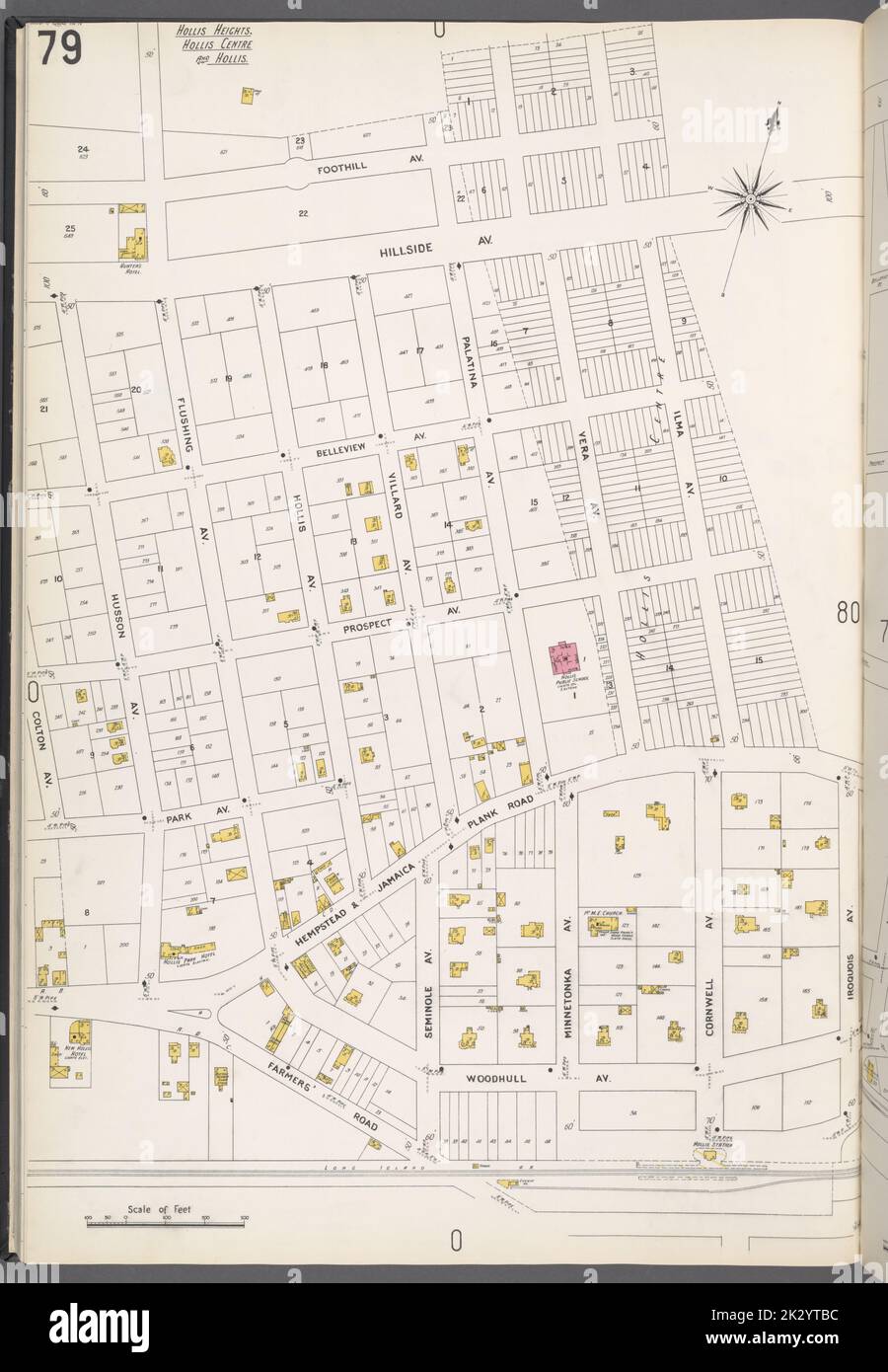 Cartographie, cartes. 1884 - 1936. Lionel Pincus et Princess Firyal Map Division. Assurance-incendie , New York (État), immeubles , New York (État), Villes et villages , New York (État) Queens V. 4, plaque no 79 carte délimitée par Foothill Ave., Iroquois Ave., Woodhull Ave., Colton Ave Banque D'Images