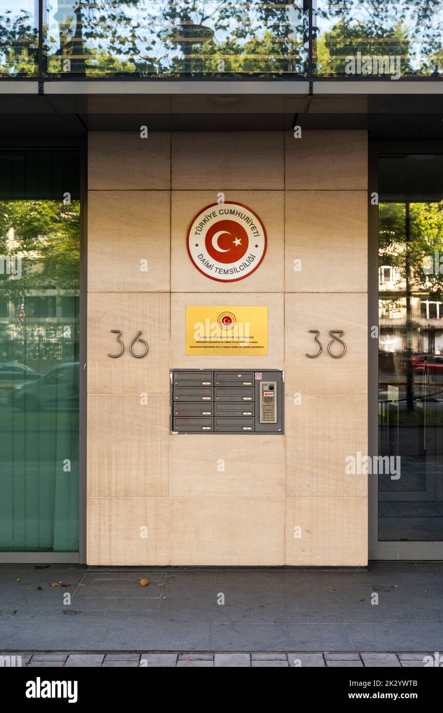 Vieille ville de Bruxelles, région de Bruxelles-capitale, Belgique, 09 11 2022 - façade de la délégation permanente de la Turquie pour l'Union européenne Banque D'Images