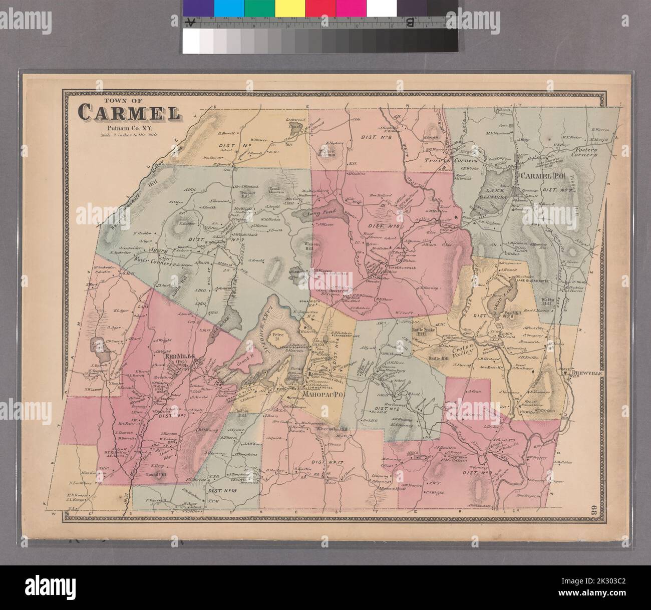 Cartographie, cartes. 1868. Lionel Pincus et Princess Firyal Map Division. Immobilier , région métropolitaine de New York, comté de Westchester (N.Y.), région métropolitaine de New York planche 68: Ville de Carmel, Putnam Co. N.Y. petit dossier - S2 Banque D'Images