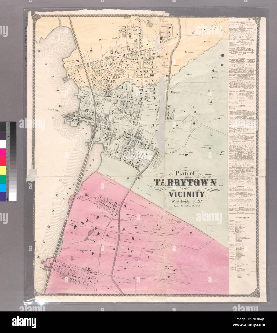 Cartographie, cartes. 1868. Lionel Pincus et Princess Firyal Map Division. Immobilier , région métropolitaine de New York, Comté de Westchester (N.Y.), région métropolitaine de New York plaque 28: Plan de Tarrytown et environs, Westchester Co. N.Y. grand dossier - L1 Banque D'Images
