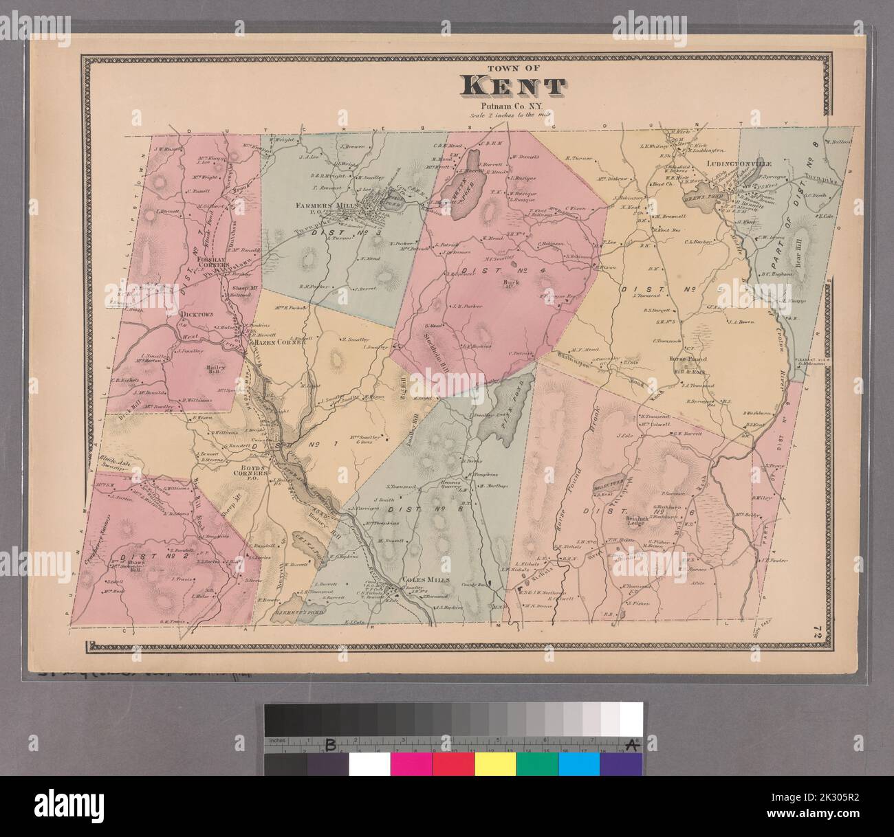 Cartographie, cartes. 1868. Lionel Pincus et Princess Firyal Map Division. Immobilier , région métropolitaine de New York, comté de Westchester (N.Y.), région métropolitaine de New York planche 72: Ville de Kent, Putnam Co. N.Y. petit dossier - S2 Banque D'Images