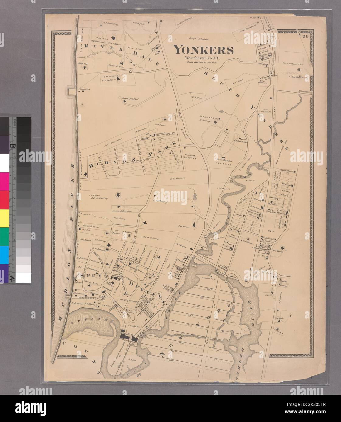 Cartographie, cartes. 1868. Lionel Pincus et Princess Firyal Map Division. Immobilier , région métropolitaine de New York, Comté de Westchester (N.Y.), région métropolitaine de New York planche 20: Yonkers, Westchester Co. N.Y. (Spuyten Duvil.) Petite chemise - S1 Banque D'Images