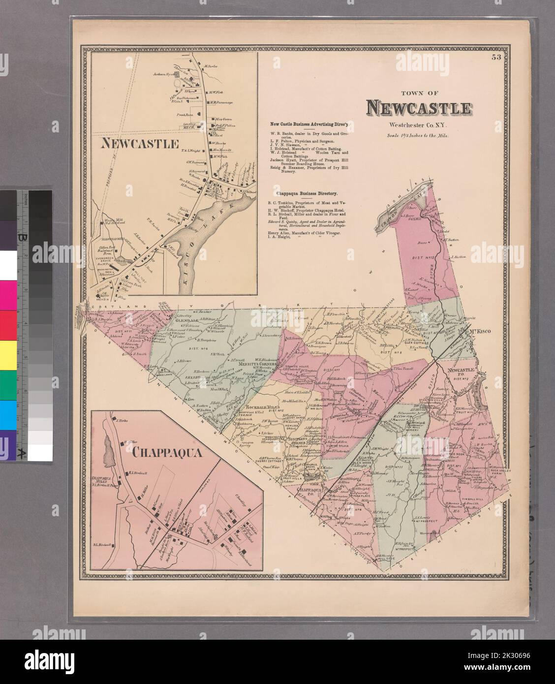 Cartographie, cartes. 1868. Lionel Pincus et Princess Firyal Map Division. Immobilier , région métropolitaine de New York, comté de Westchester (N.Y.), région métropolitaine de New York plaque 53: Ville de Newcastle, Westchester Co. N.Y. petit dossier - S2 Banque D'Images