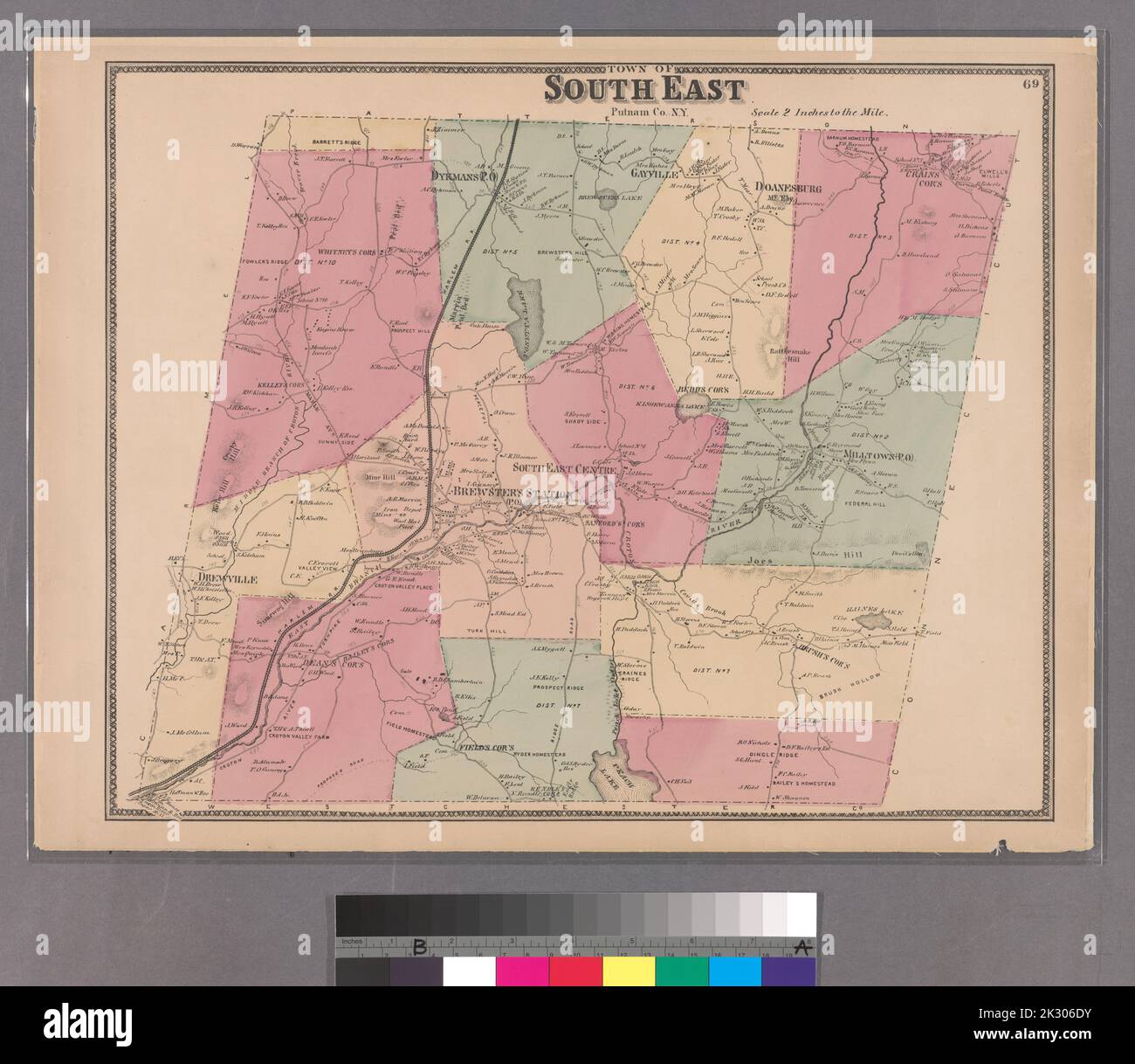 Cartographie, cartes. 1868. Lionel Pincus et Princess Firyal Map Division. Immobilier , région métropolitaine de New York, comté de Westchester (N.Y.), région métropolitaine de New York plaque 69: Ville de South East, Putnam Co. N.Y. petit dossier - S2 Banque D'Images
