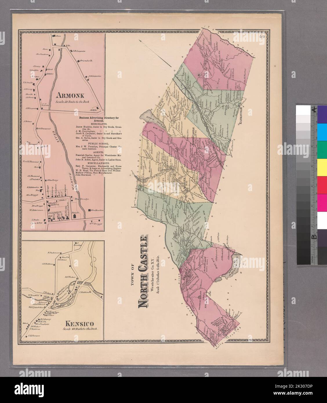 Cartographie, cartes. 1868. Lionel Pincus et Princess Firyal Map Division. Immobilier , New York Metropolitan Area, Westchester County (N.Y.), New York Metropolitan Area plate 49: Ville de North Castle (Armonk & Kensico), Westchester Co. N.Y. petit dossier - S1 Banque D'Images