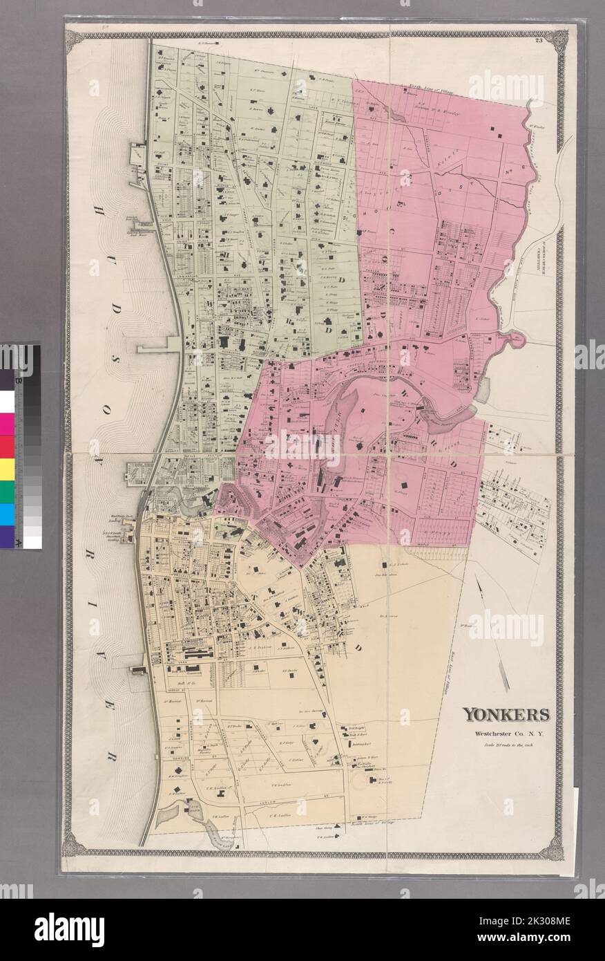 Cartographie, cartes. 1868. Lionel Pincus et Princess Firyal Map Division. Immobilier , région métropolitaine de New York, Comté de Westchester (N.Y.), région métropolitaine de New York planche 23: Yonkers, Westchester Co. N.Y. (Village.) Grand dossier - L1 Banque D'Images