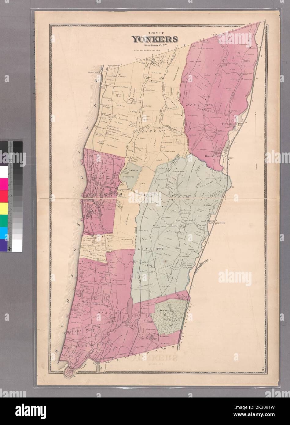 Cartographie, cartes. 1868. Lionel Pincus et Princess Firyal Map Division. Immobilier , région métropolitaine de New York, Comté de Westchester (N.Y.), région métropolitaine de New York plaque 19: Ville de Yonkers, Westchester Co. N.Y. Grand dossier - L1 Banque D'Images