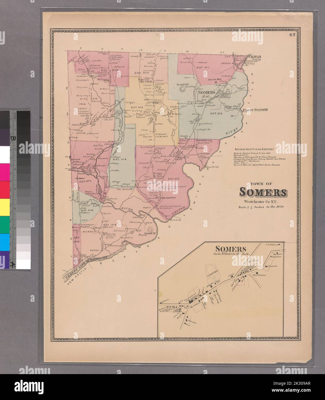 Cartographie, cartes. 1868. Lionel Pincus et Princess Firyal Map Division. Immobilier , région métropolitaine de New York, comté de Westchester (N.Y.), région métropolitaine de New York planche 62: Ville de Somers, Westchester Co. N.Y. petit dossier - S2 Banque D'Images
