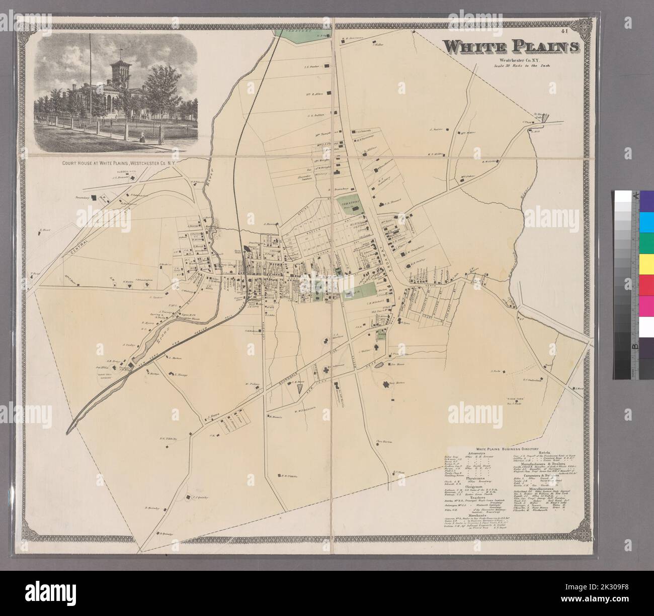Cartographie, cartes. 1868. Lionel Pincus et Princess Firyal Map Division. Immobilier , région métropolitaine de New York, Comté de Westchester (N.Y.), région métropolitaine de New York plaque 41: White Plains, Westchester Co. N.Y. Grand dossier - L1 Banque D'Images