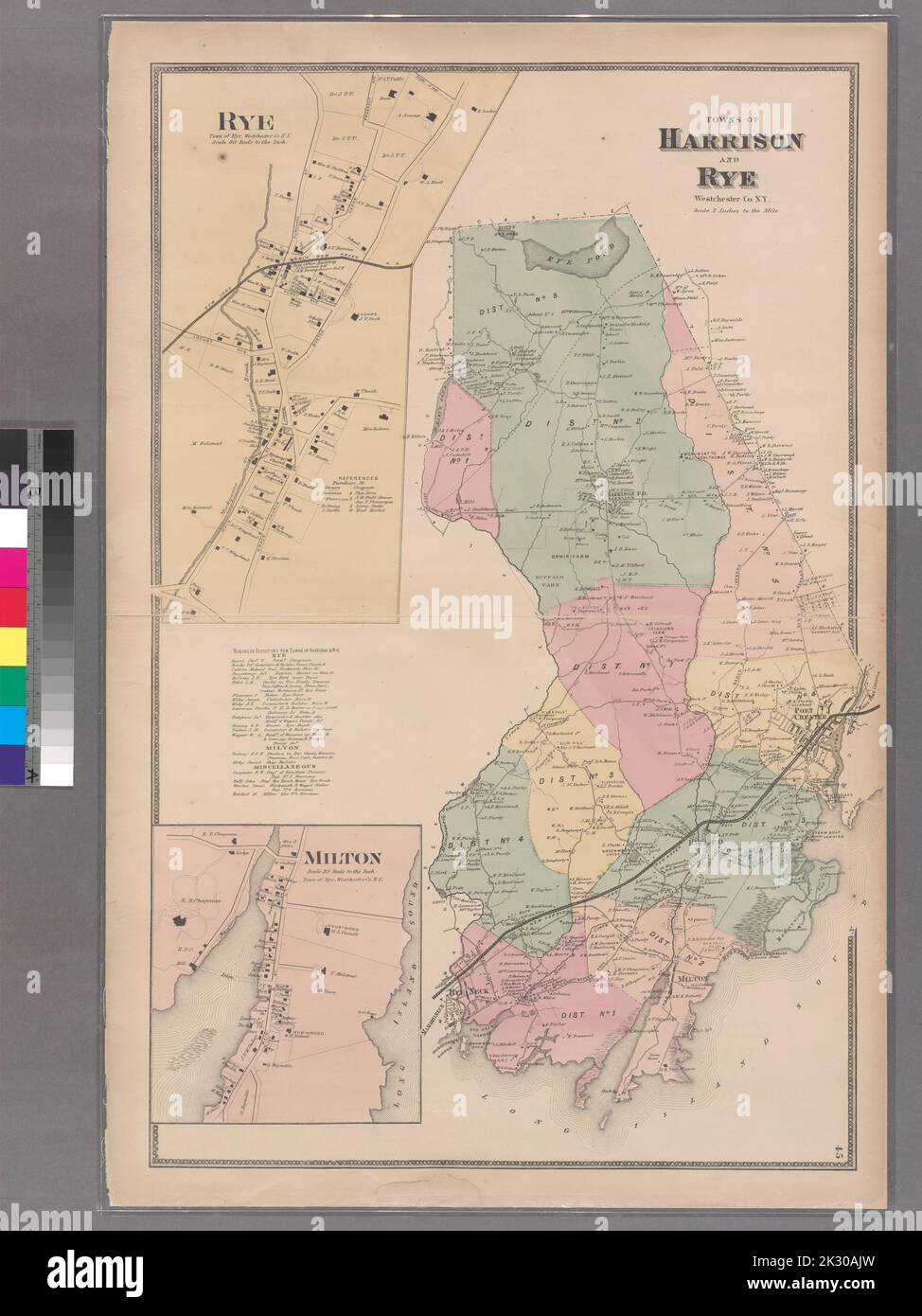 Cartographie, cartes. 1868. Lionel Pincus et Princess Firyal Map Division. Immobilier , région métropolitaine de New York, comté de Westchester (N.Y.), région métropolitaine de New York plaque 29: Villes de Harrison et Rye, Westchester Co. N.Y. Grand dossier - L1 Banque D'Images