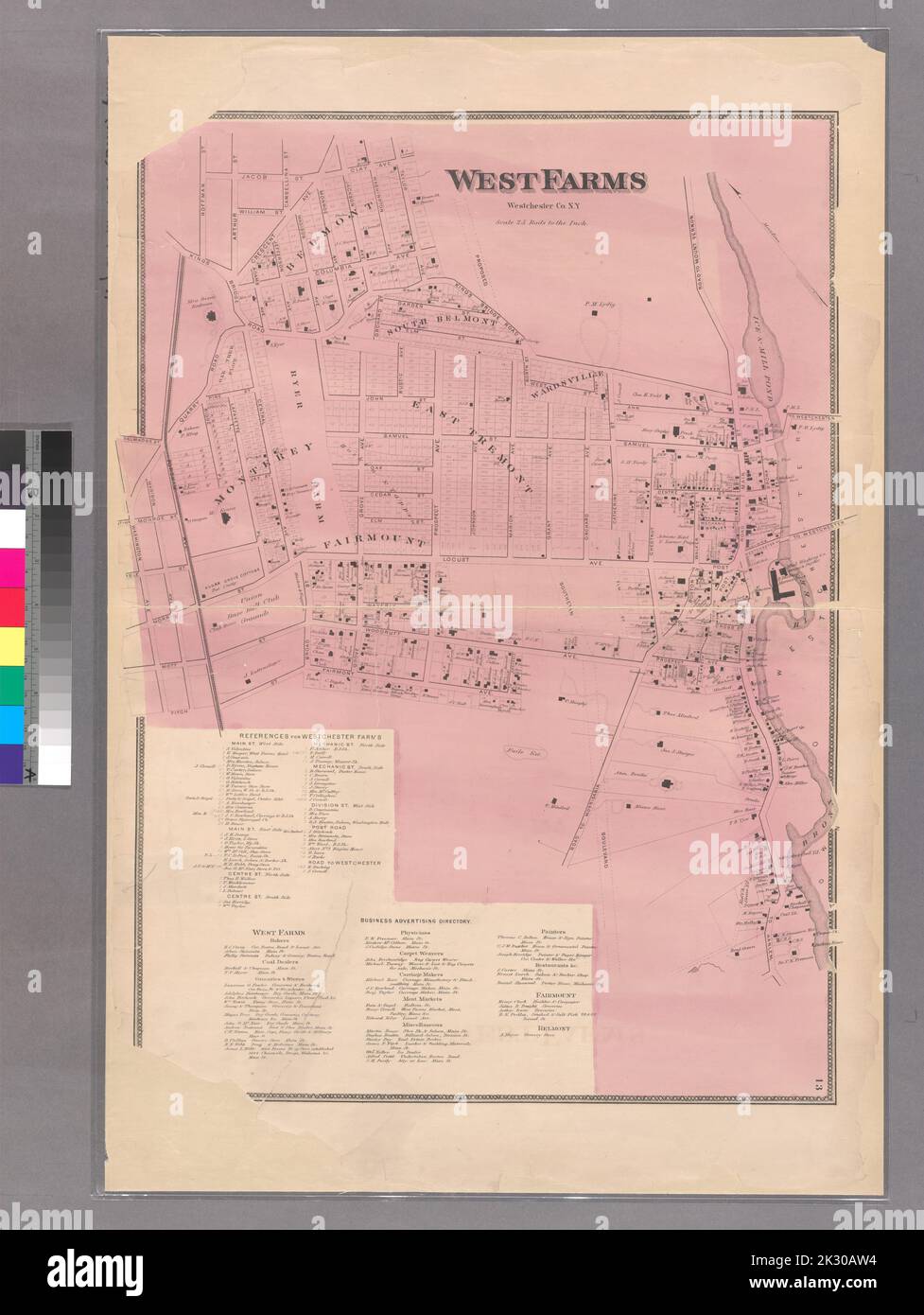 Cartographie, cartes. 1868. Lionel Pincus et Princess Firyal Map Division. Immobilier , région métropolitaine de New York, Comté de Westchester (N.Y.), région métropolitaine de New York plaque 13: West Farms, Westchester Co. N.Y. Grand dossier - L1 Banque D'Images
