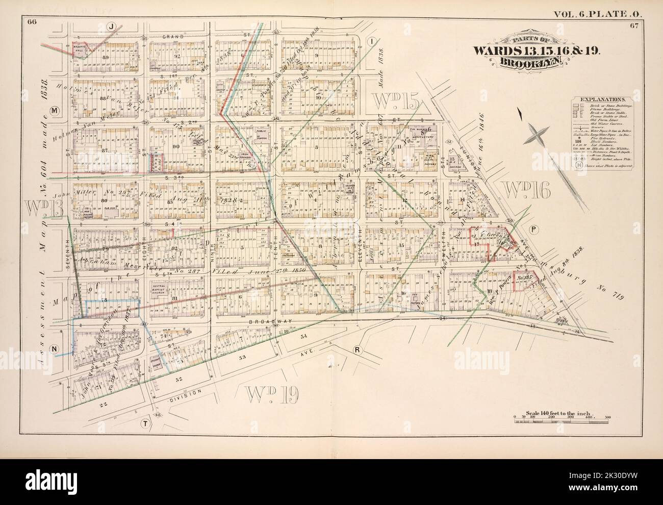 Cartographie, cartes. 1880. Lionel Pincus et Princess Firyal Map Division. Brooklyn (New York, N.Y.), immeubles , New York (État) , New York vol. 6. Plaque, O. carte reliée à Grand St., Elevth St., S.2nd St., Union Ave., Broadway, Division Ave., Seventh St.; y compris S.1st St., S.2nd St., S.3rd St., S.4th St., S.5th St., S.9th St., Seventh St., Eighth St., Neuvième rue, dixième rue, onzième rue, douzième rue Banque D'Images