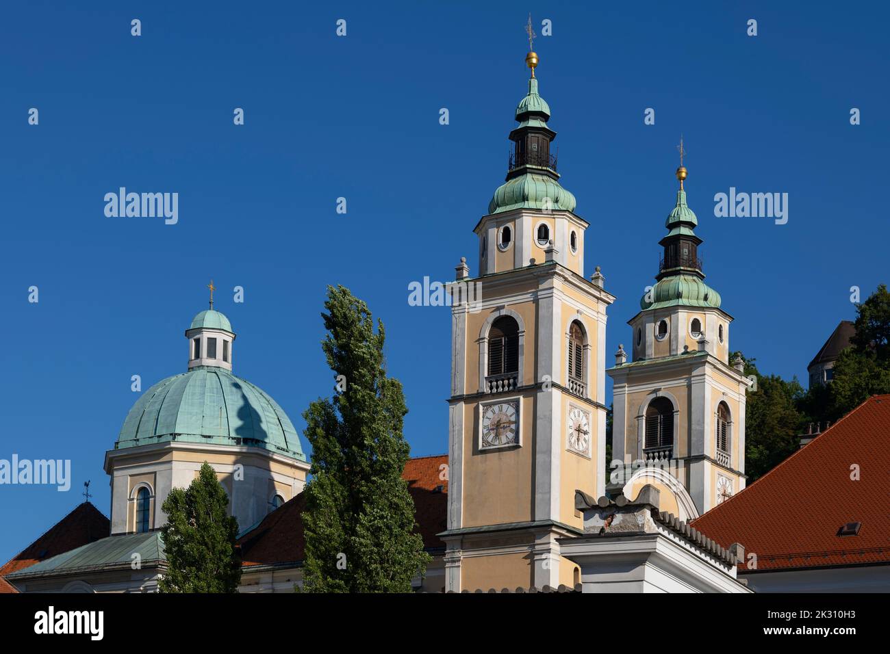 Slovénie, Ljubljana, Bell tours de la cathédrale de Ljubljana Banque D'Images