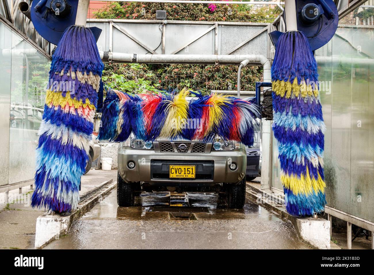 Bogota Colombie,Chapinero Norte Avenida Carrera 7,Texaco gaz essence remplissage station de ravitaillement automatique lave-auto brosses rotatives, colo colombienne Banque D'Images