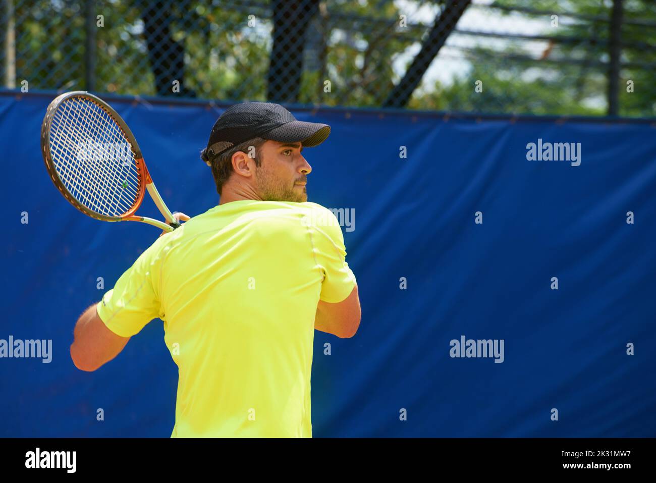 HES roi de l'argile. Un joueur de tennis masculin pendant un match. Banque D'Images
