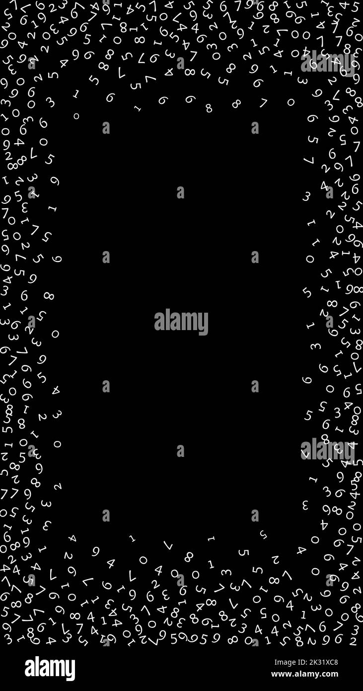 Chiffres à la baisse, concept Big Data. Chiffres aléatoires blancs binaires. Bannière futuriste remarquable sur fond noir. Illustration numérique vectorielle avec des nombres décrobaissent. Illustration de Vecteur