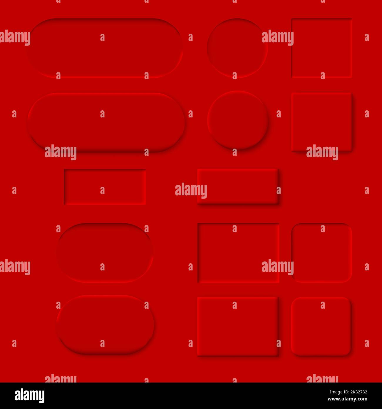 Ensemble de boutons de formes différentes effet de gaufrage, illustration vectorielle 3D. Illustration de Vecteur