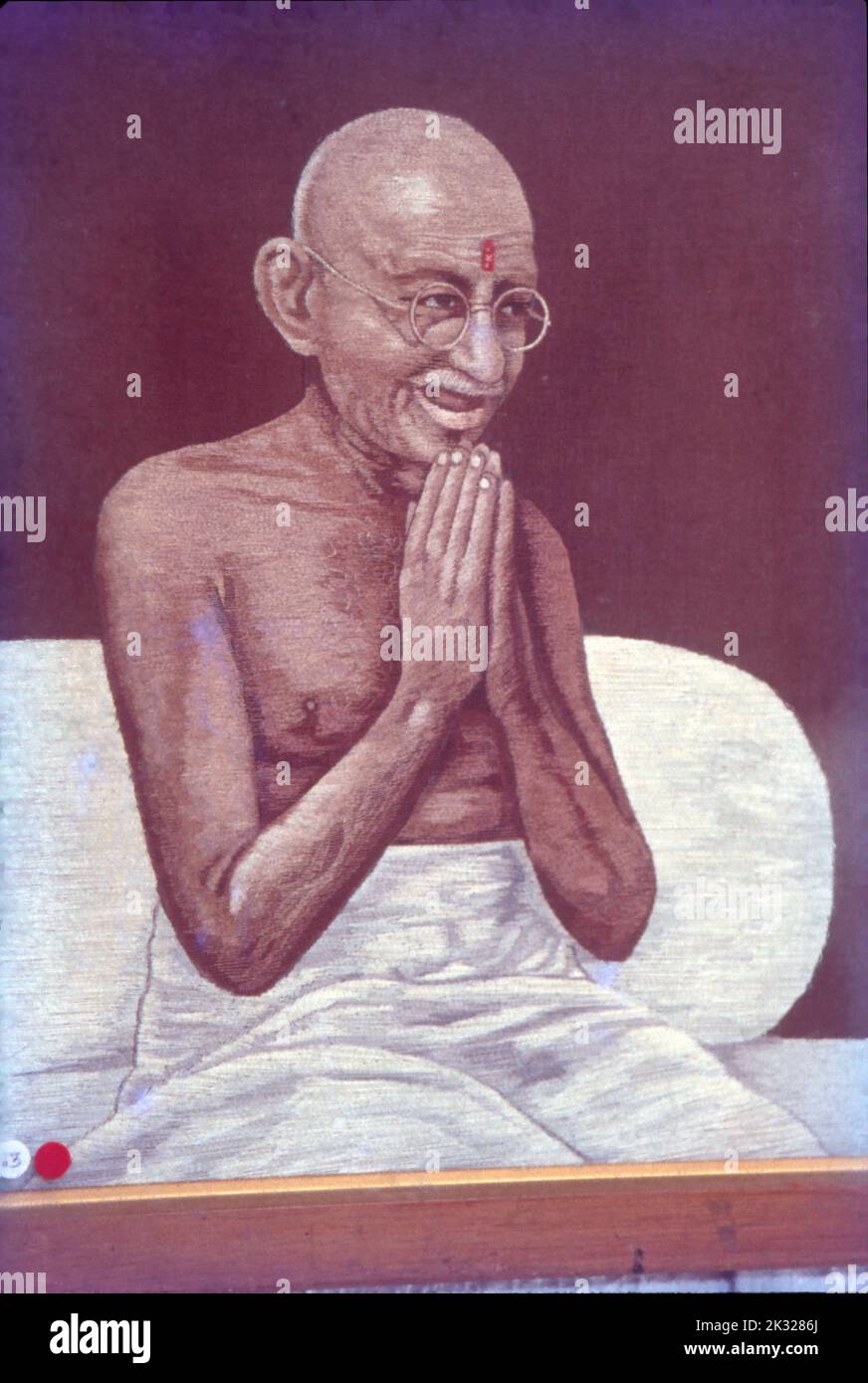 Peinture de broderie de fil, Mahatma Gandhi Banque D'Images