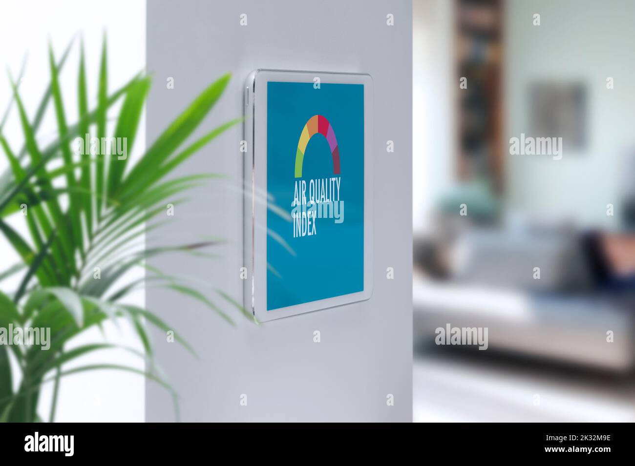 Panneau de commande Smart Home affichant l'interface de l'indice de qualité de l'air Banque D'Images