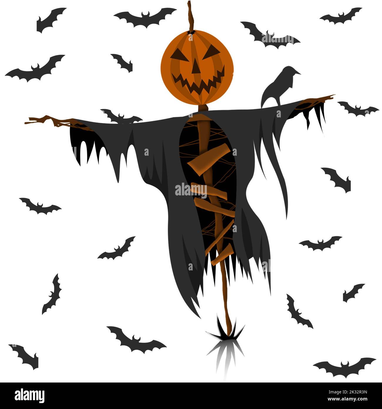 Happy Halloween, illustration Pumpkin Scarecrow, cadeau vague, motif effrayant Banque D'Images