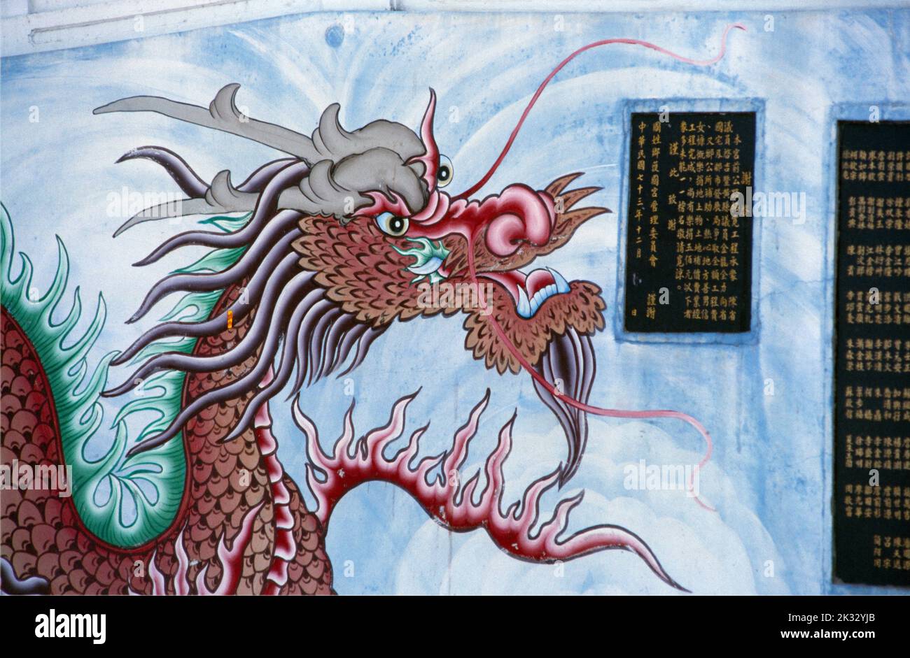 Soleil Lune Lac Taiwan Temple Wenwu peinture du Dragon Banque D'Images