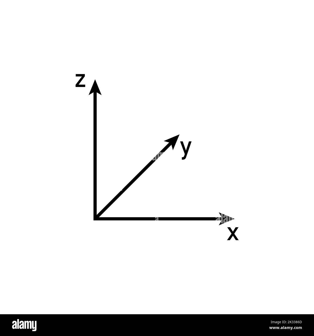 système de coordonnées 3d sur fond blanc. Illustration de Vecteur