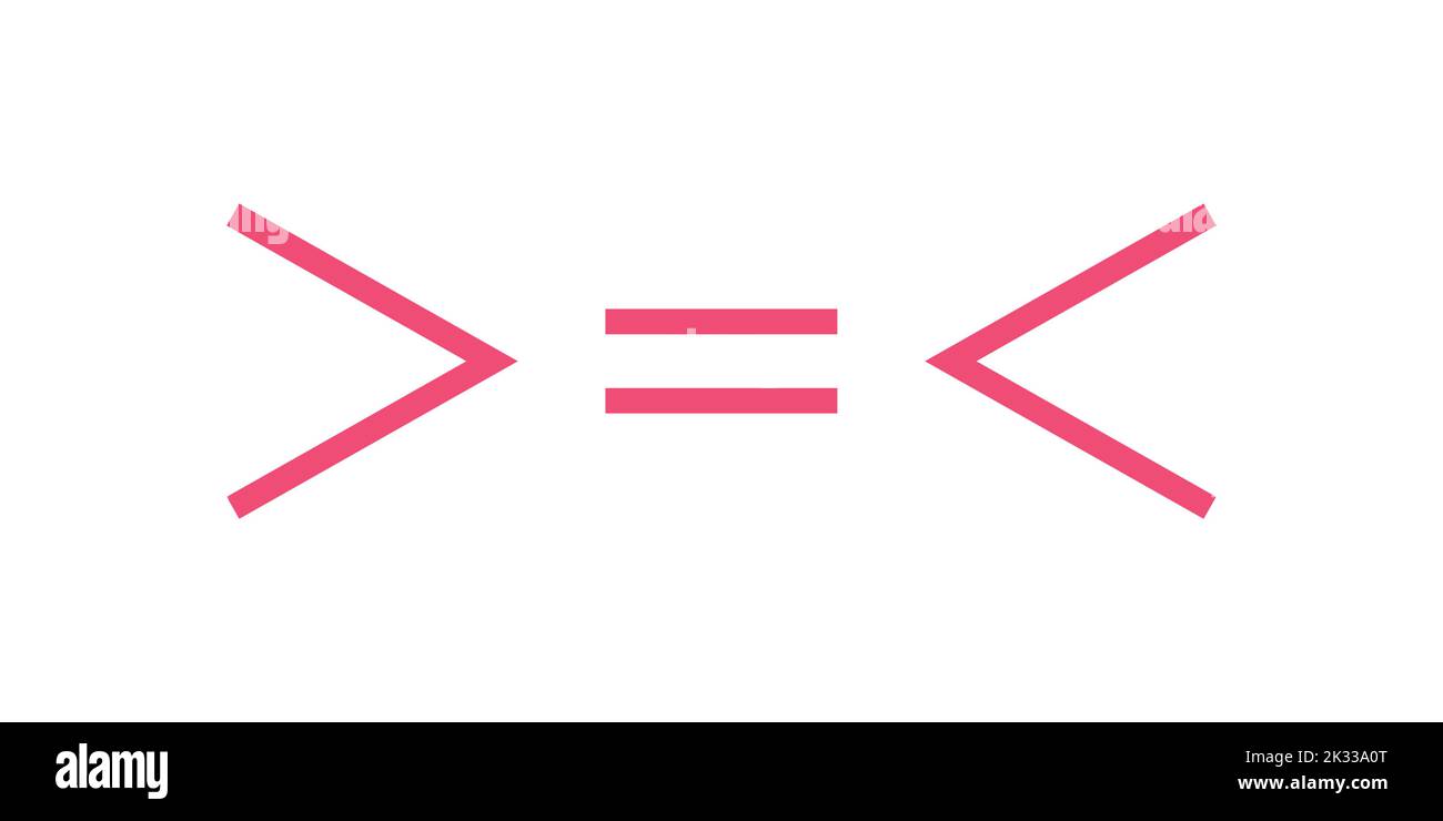 symbole moins que plus grand que et égal en mathématiques. symboles d'inégalité Illustration de Vecteur