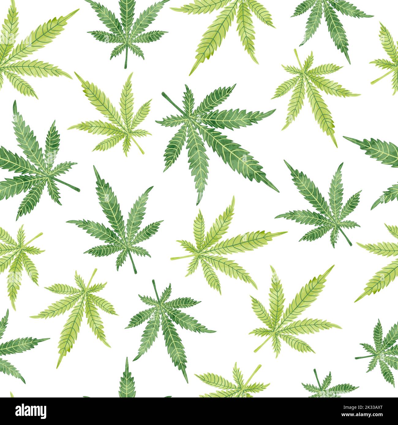 La marijuana aquarelle laisse un motif sans couture. Fond de cannabis vectoriel Illustration de Vecteur