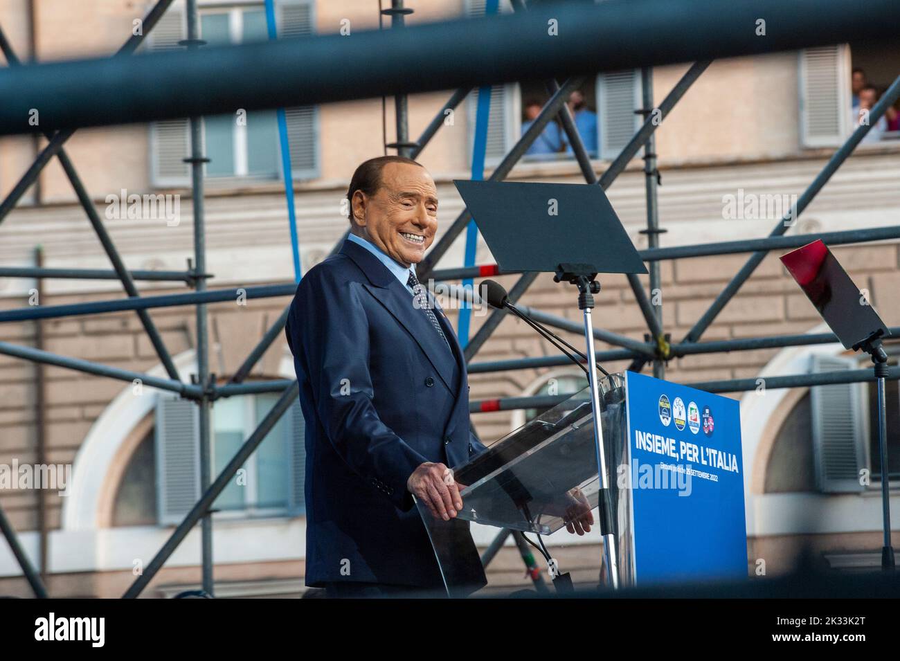 Rome, Italie 22/09/2022: 'Insieme per Italia', clôture de la campagne électorale de la coalition de droite pour l'élection générale italienne. Silvio Berlusconi © Andrea Sabbadini Banque D'Images