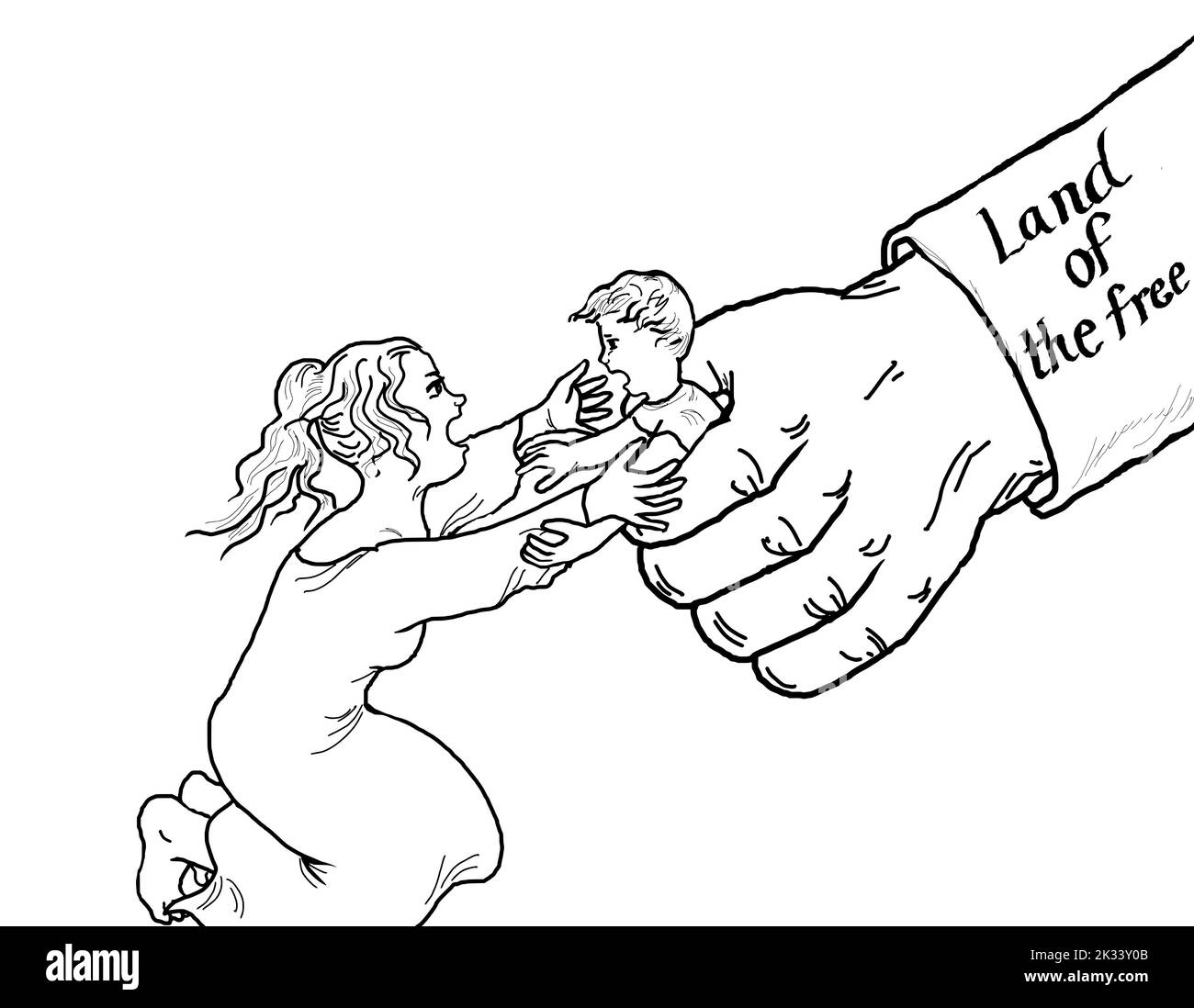 Enfant immigrant illégal séparé de la famille par le gouvernement. Banque D'Images