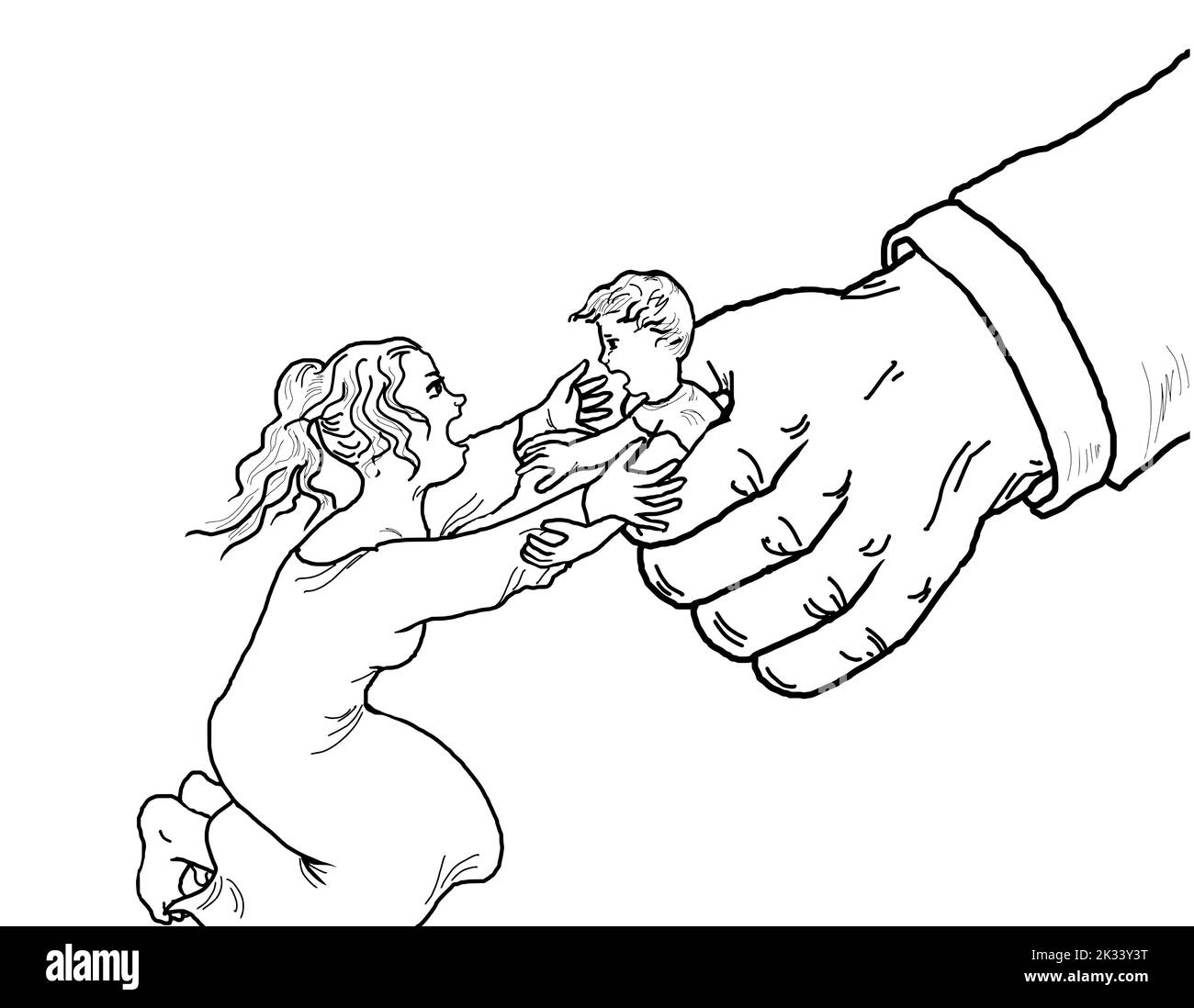 Enfant immigrant illégal séparé de la famille par le gouvernement. Banque D'Images