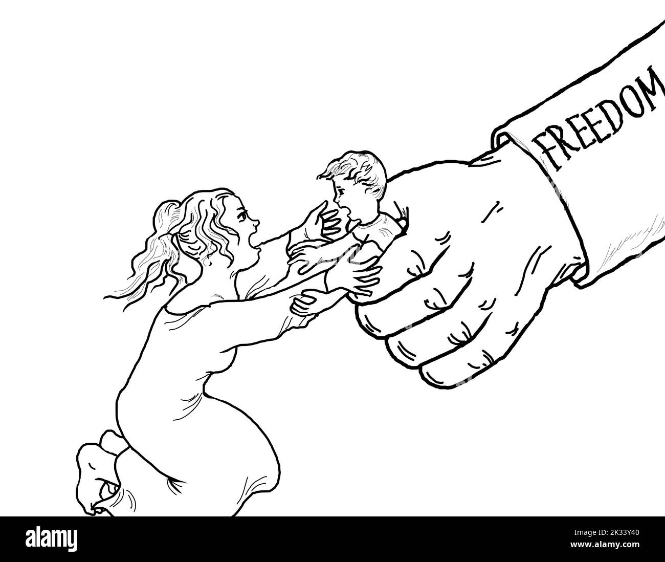 Enfant immigrant illégal séparé de la famille par le gouvernement. Banque D'Images