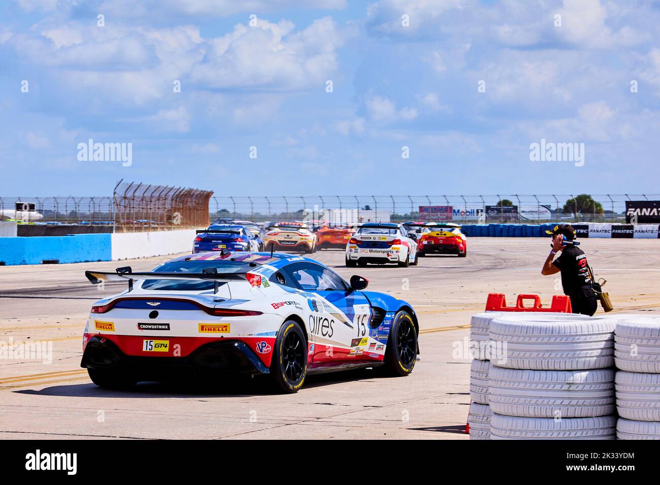 Sebring, Floride, États-Unis. 24th septembre 2022. Fanatec GT World Challenge America Powered by AWS at Sebring International Speedway, États-Unis. Voitures de sport préférées de marques comme Acura, Aston Martin, Ferrari, Lamborghini, Mercedes-AMG, Et Porsche affrontera les chocs du centre de la Floride. Credit: Yaroslav Sabitov/YES Market Media/Alay Live News Banque D'Images