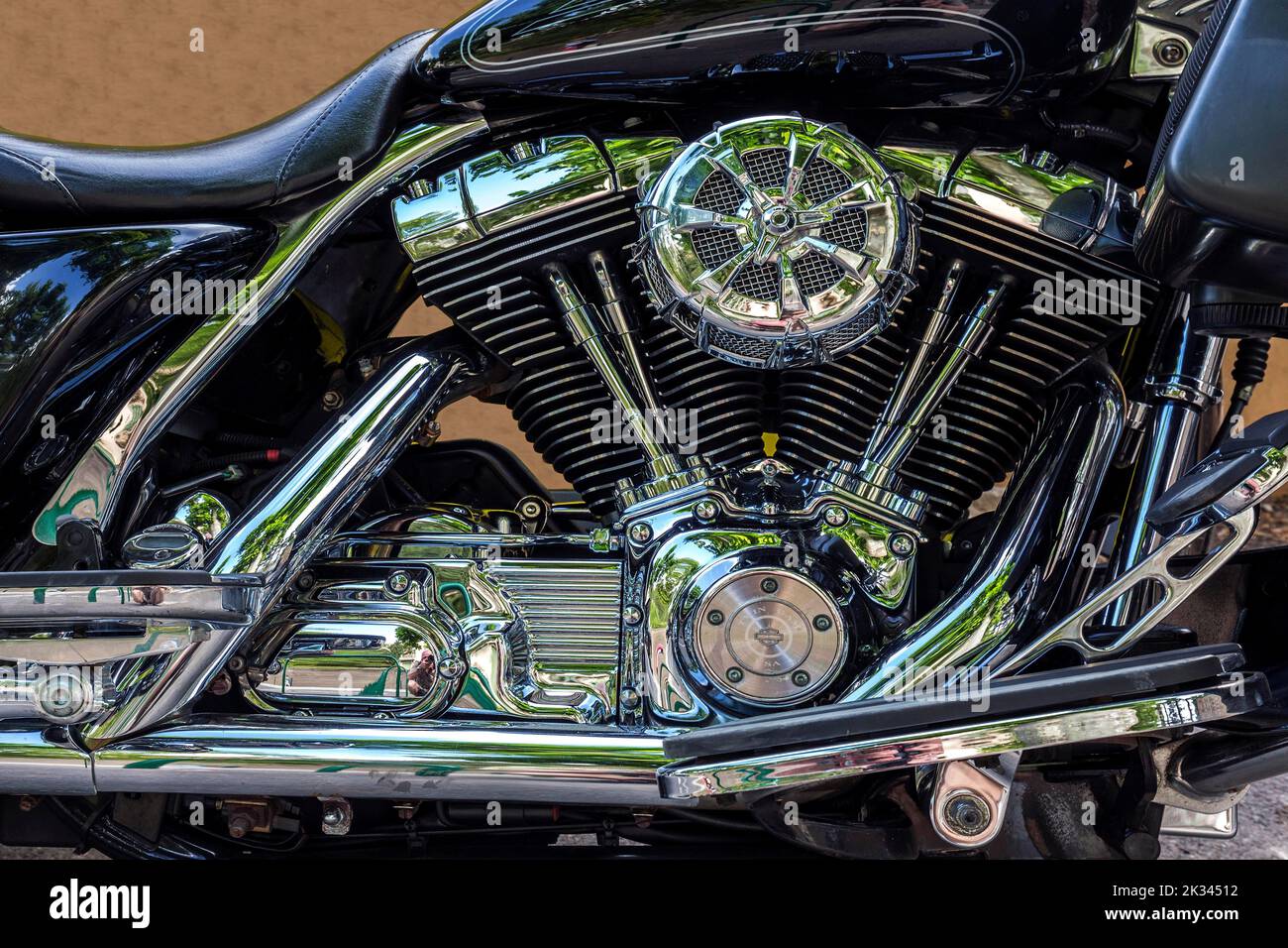 Moto, moteur Harley Davidson, Provence, France Banque D'Images