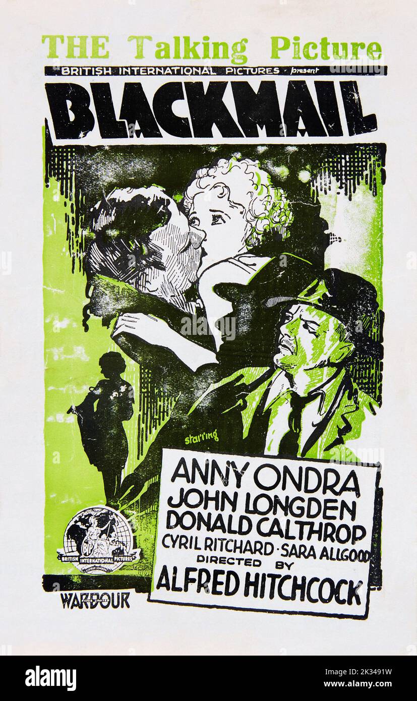 Chantage 1929 film dramatique de thriller britannique réalisé par Alfred Hitchcock et mettant en vedette Anny Ondra, John Longden Banque D'Images